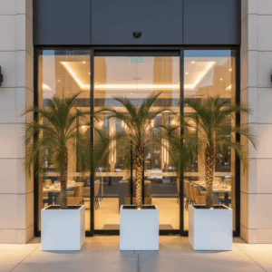 Phoenix Roebelenii / Pygmy Date Palm in white Grp Pot 40x40