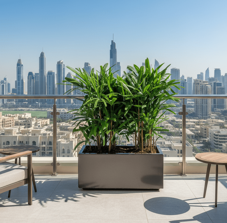 Lady Palm in Fiber Glass Pot 90-30-30 - Elegant and Easy to Care for