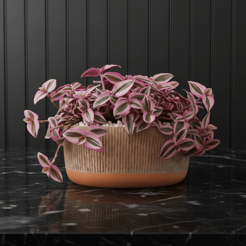 Vibrant Tradescantia 'Nanouk' Houseplant | Wandering Jew / Dude Pink & Green Trailing Vine in Modern Grooved Pot - Image 6